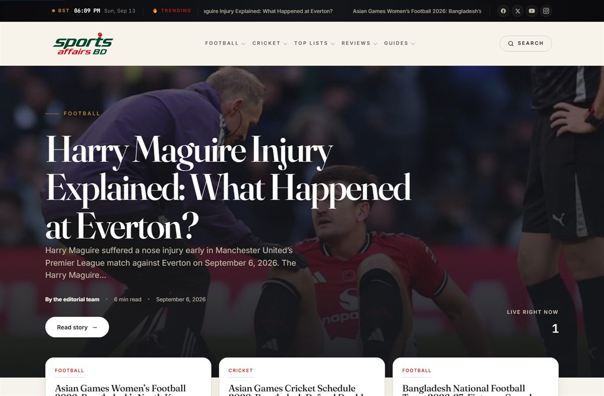 Homepage of the Sports Affairs Bd website